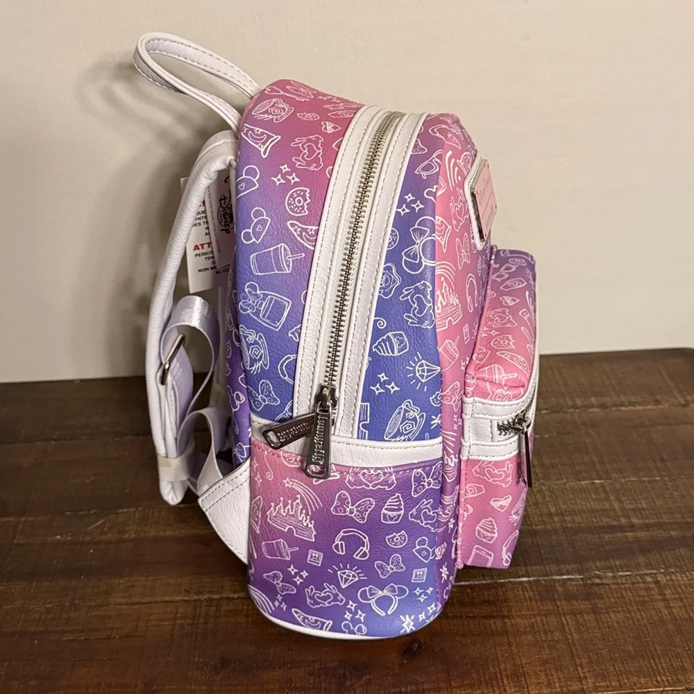 Loungefly Disney Parks Pink / Purple Ombré Mini Icons Backpack - Picture 6 of 6